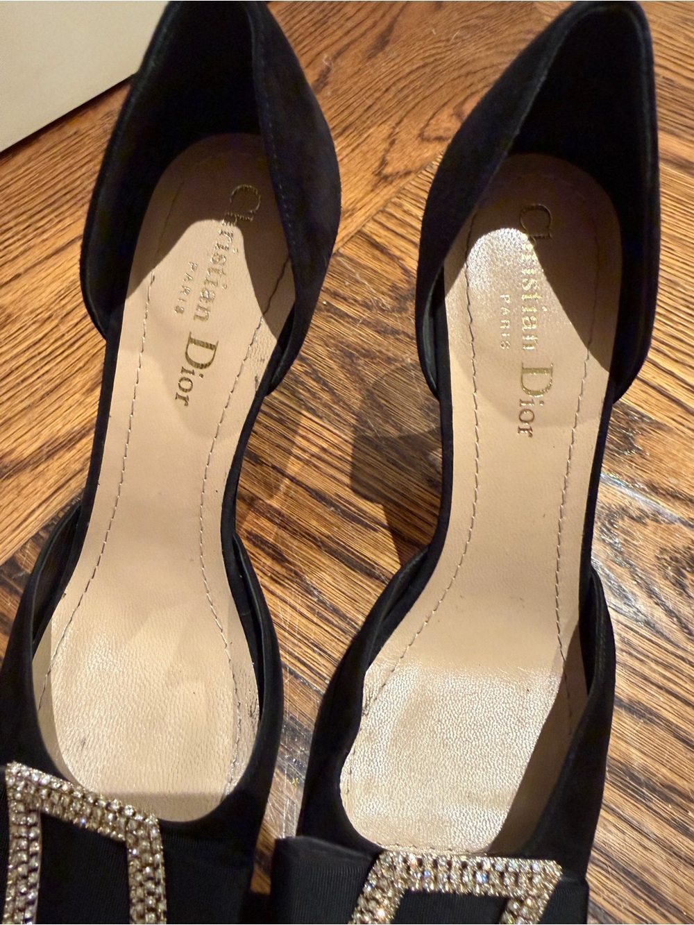 Dior Black Satin D’Orsay Pumps with Crystal Buckle - Picture 3 of 13